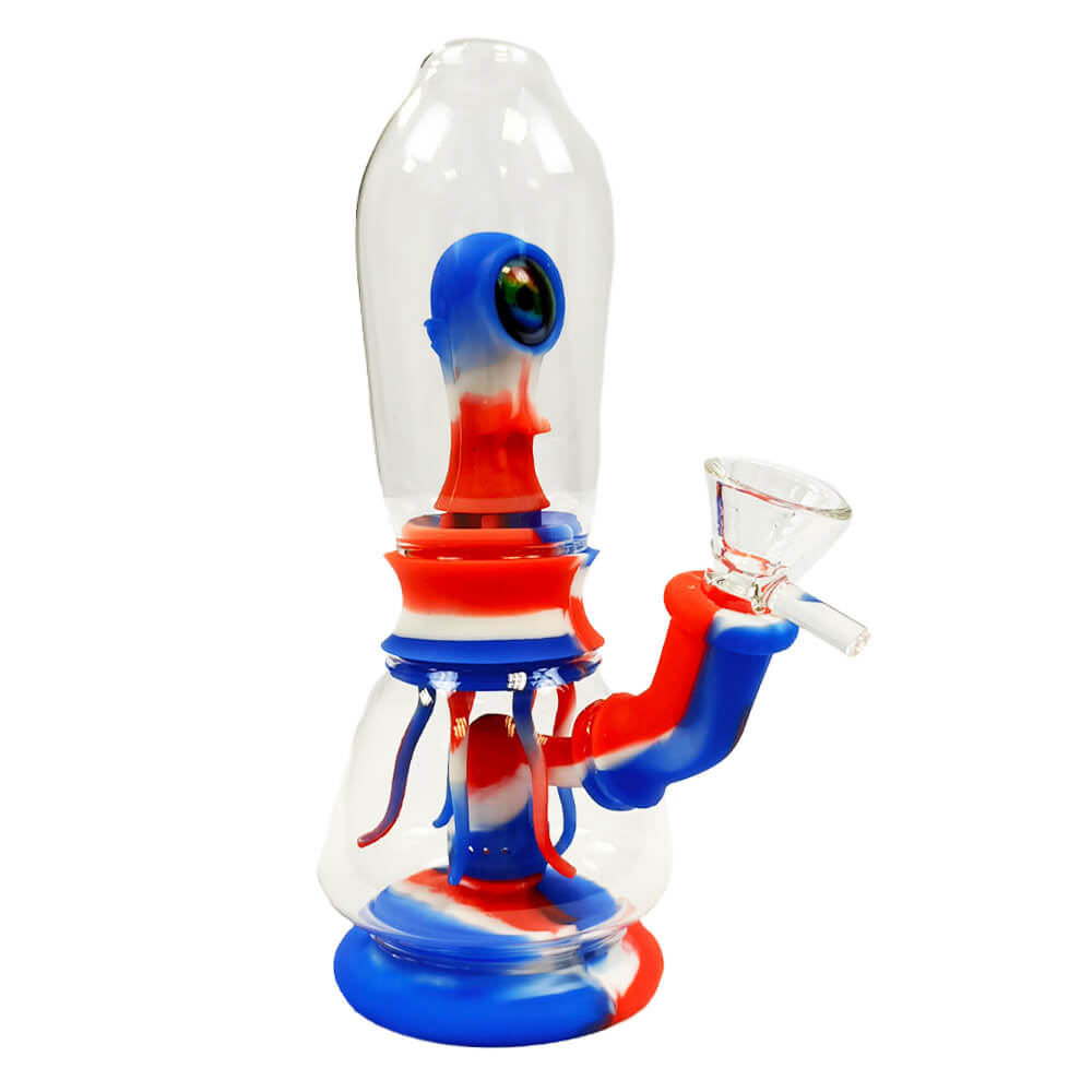 alien octopus glass silicone bong