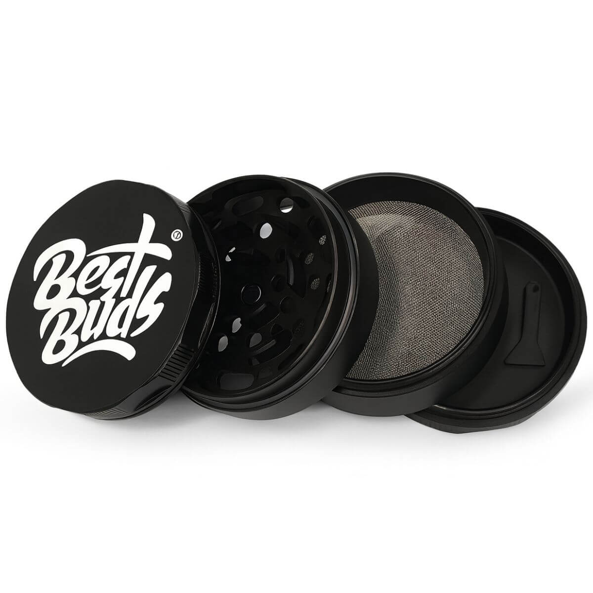 Best Buds Mighty Aluminium Grinder 4 Parts (60mm) -svart - delar